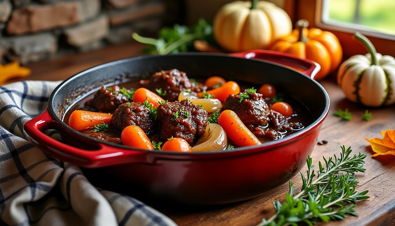 découvrez la recette secrète du bœuf bourguignon façon grand-mère, un plat traditionnel français aux saveurs authentiques et mijoté avec amour pour un délicieux repas convivial.