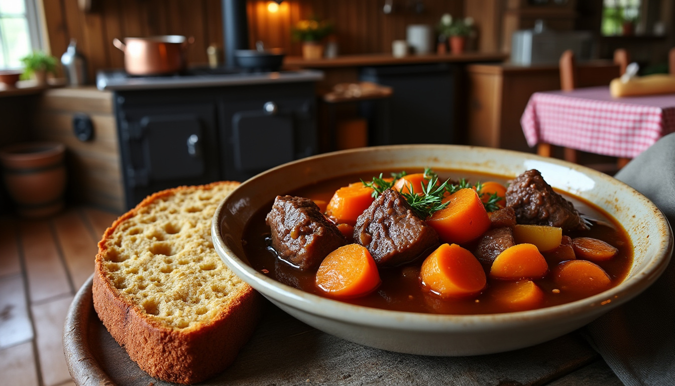 découvrez la recette traditionnelle de la carbonnade flamande au pain d'épices, un plat savoureux et réconfortant alliant viande mijotée et épices chaleureuses.