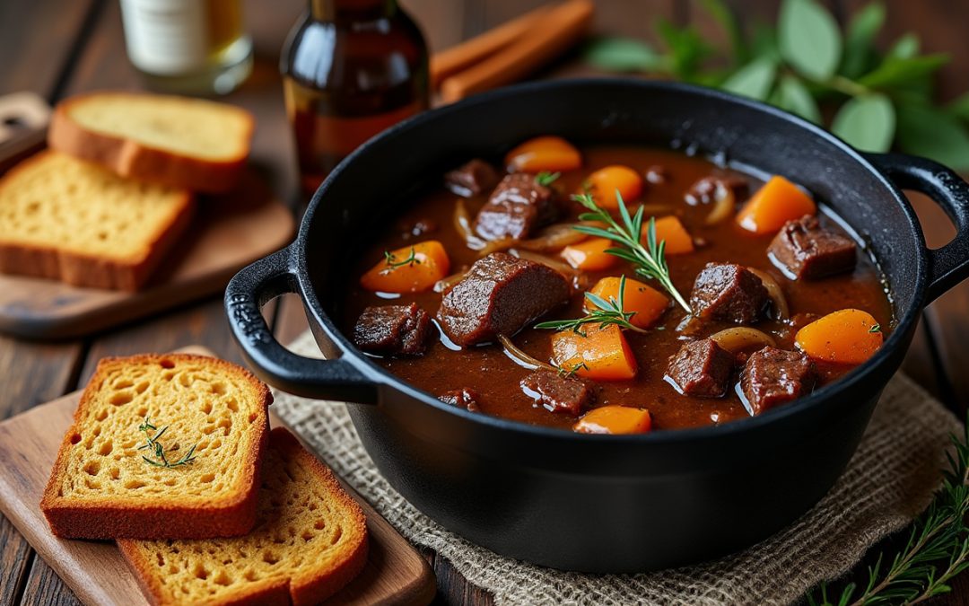 découvrez la recette authentique de la carbonnade flamande au pain d'épices, un plat traditionnel belge savoureux et réconfortant, parfait pour les repas en famille.