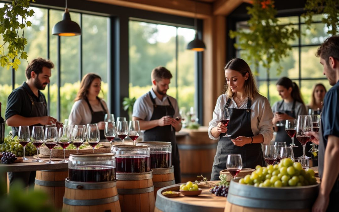 participez à nos ateliers d'assemblage et créez votre propre vin d'exception en apprenant les techniques des maîtres vignerons. une expérience unique et personnalisée pour les passionnés de vin.