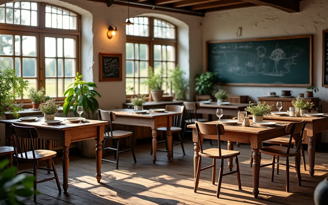découvrez l'expérience unique de dîner dans une ancienne école de village pleine de charme, alliant histoire et convivialité pour une soirée inoubliable.